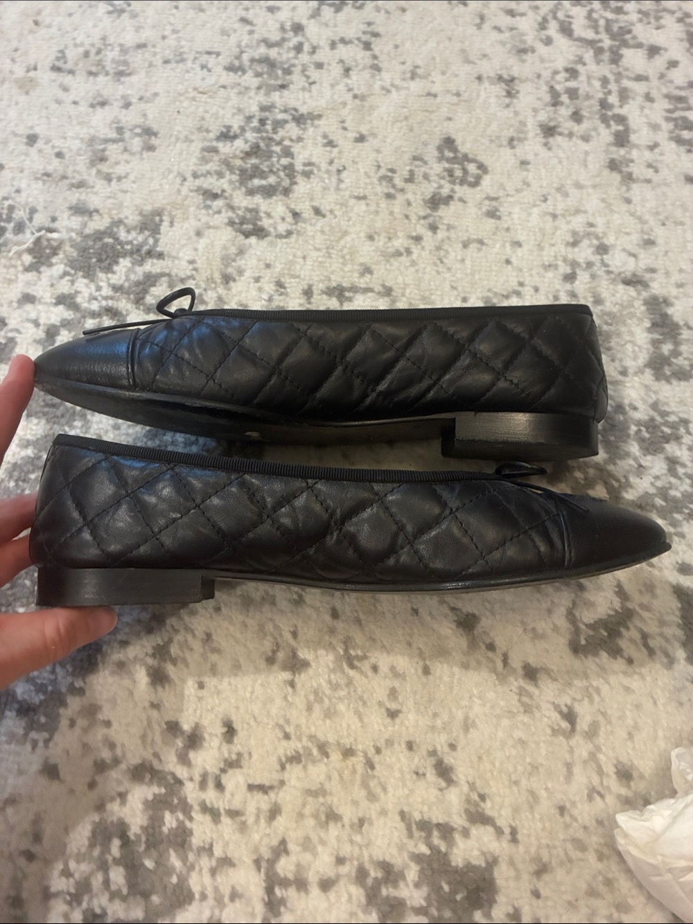 Chanel Black Quilted Leather Ballet Flats size 39.5 - Great condition - Picture 2 of 5